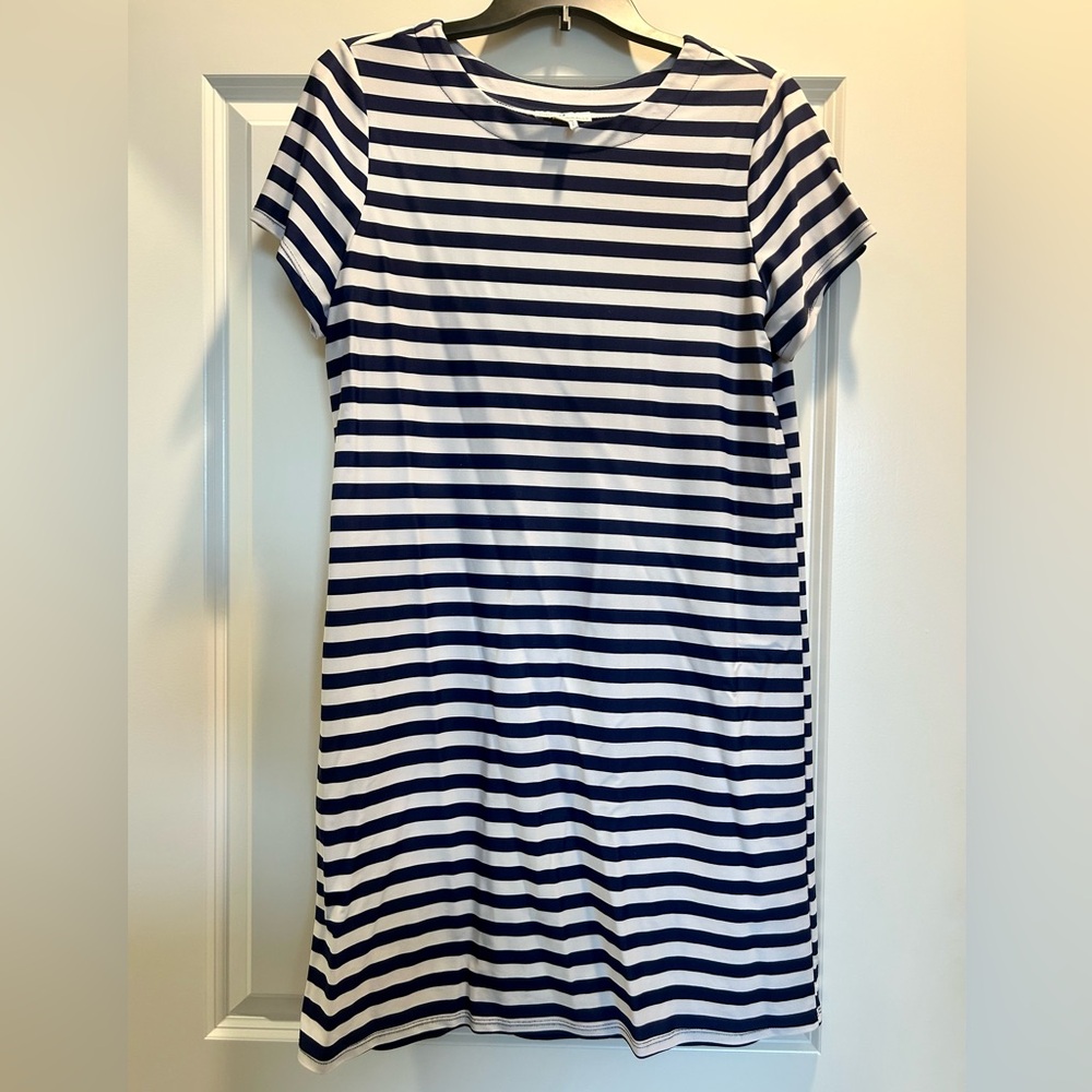 Jude Connally Navy and White Striped Dress